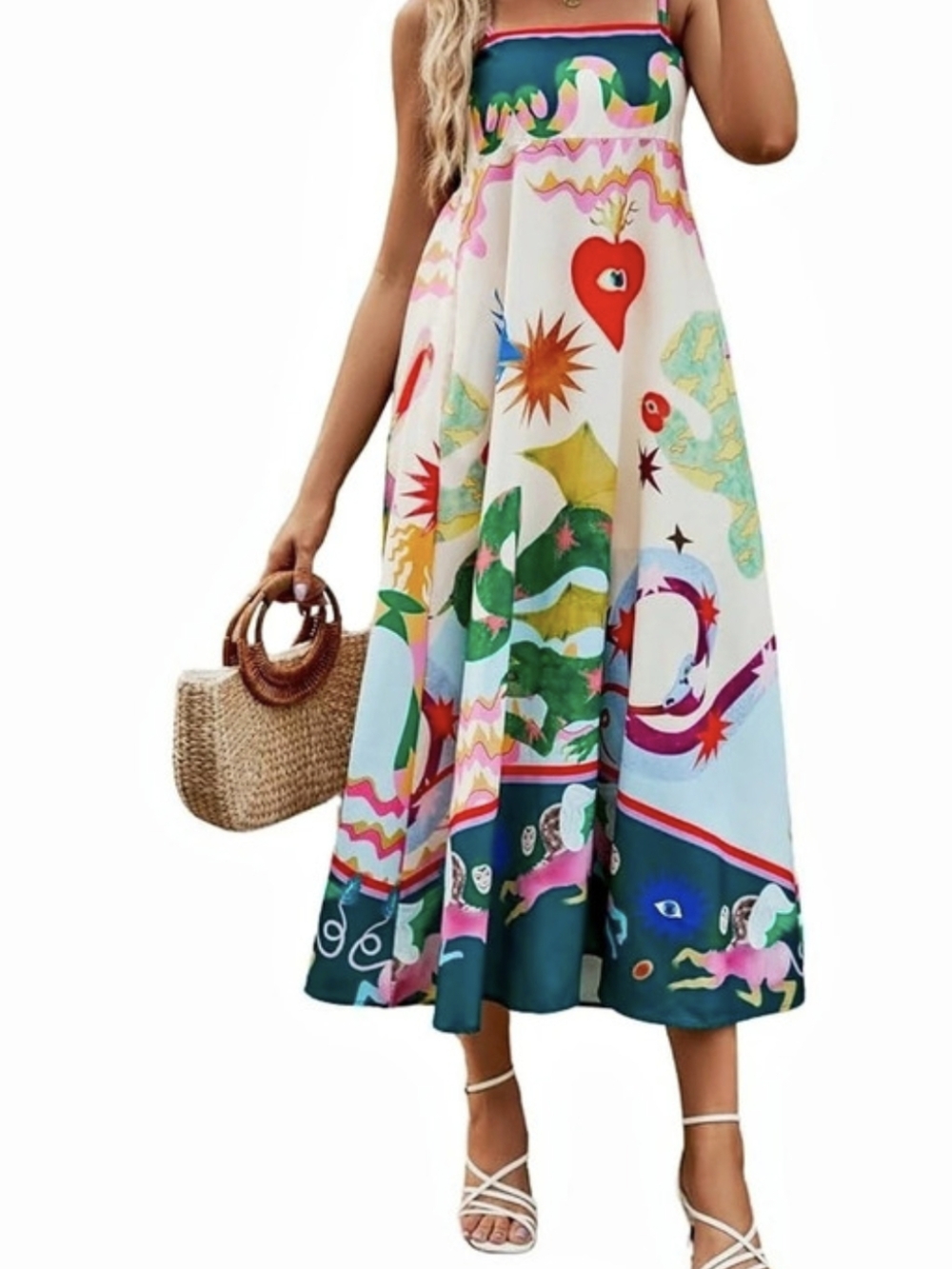 Abstract Print Maxi Dress Size 2XL Like New